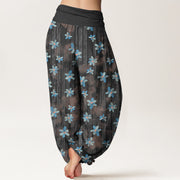 Buddha Stones Cotton Simple Style Flower Pattern Women's Elastic Waist Harem Pants - image 9