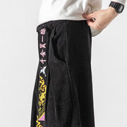 Buddha Stones Fall Winter Lace-up Chinese Character Embroidery Men's Corduroy Pants With Pockets - image 2