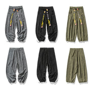 Buddha Stones Fall Winter Lace-up Chinese Character Embroidery Men's Corduroy Pants With Pockets - image 12