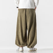 Buddha Stones Fall Winter Lace-up Chinese Character Embroidery Men's Corduroy Pants With Pockets - image 10