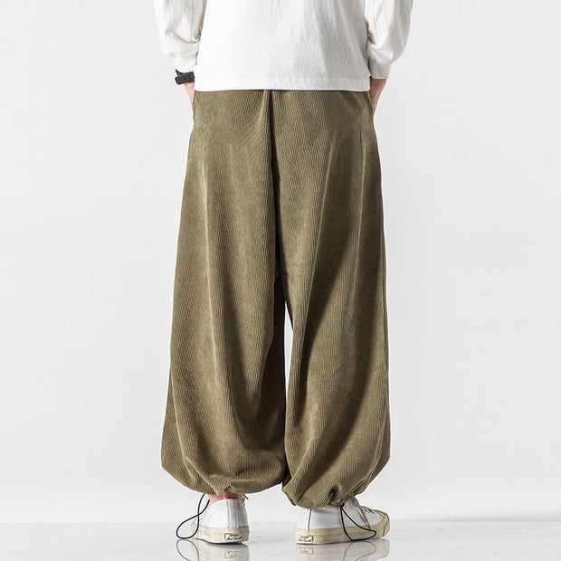 Buddha Stones Fall Winter Lace-up Chinese Character Embroidery Men's Corduroy Pants With Pockets - image 10