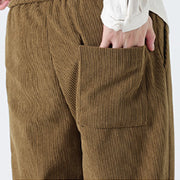 Buddha Stones Winter Solid Frog-Button Men's Drawstring Corduroy Straight Leg Pants With Pockets - image 9