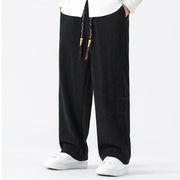Buddha Stones Winter Solid Frog-Button Men's Drawstring Corduroy Straight Leg Pants With Pockets - image 13