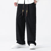 Buddha Stones Winter Solid Frog-Button Men's Drawstring Corduroy Straight Leg Pants With Pockets - image 18