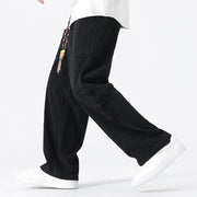 Buddha Stones Winter Solid Frog-Button Men's Drawstring Corduroy Straight Leg Pants With Pockets - image 17