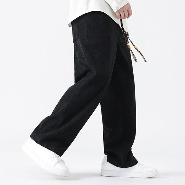 Buddha Stones Winter Solid Frog-Button Men's Drawstring Corduroy Straight Leg Pants With Pockets - image 16