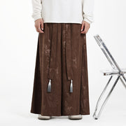 Buddha Stones Dragon Jacquard Drawstring Design Men's Corduroy Wide Leg Pants With Pockets - image 5