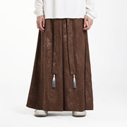 Buddha Stones Dragon Jacquard Drawstring Design Men's Corduroy Wide Leg Pants With Pockets - image 1