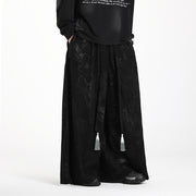 Buddha Stones Dragon Jacquard Drawstring Design Men's Corduroy Wide Leg Pants With Pockets - image 13