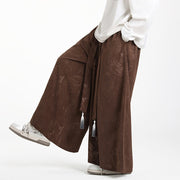 Buddha Stones Dragon Jacquard Drawstring Design Men's Corduroy Wide Leg Pants With Pockets - image 7