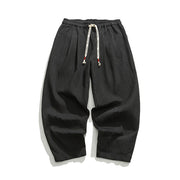 Buddha Stones Fall Solid Color Drawstring Men's Ankle-Length Harem Pants With Pockets - image 32