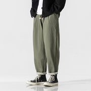 Buddha Stones Fall Solid Color Drawstring Men's Ankle-Length Harem Pants With Pockets - image 3