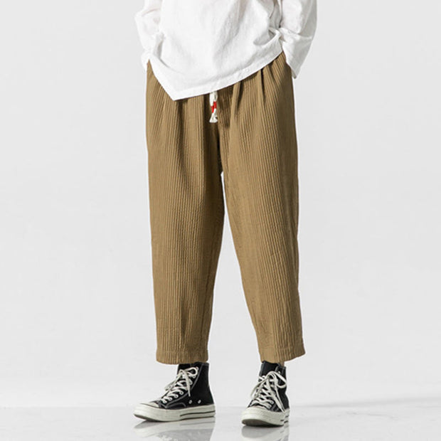 Buddha Stones Fall Solid Color Drawstring Men's Ankle-Length Harem Pants With Pockets - image 11