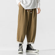 Buddha Stones Fall Solid Color Drawstring Men's Ankle-Length Harem Pants With Pockets - image 10