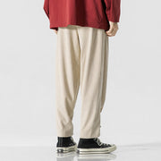 Buddha Stones Fall Winter Men's Pure Color Button Design Cotton Straight Leg Pants With Pockets - image 19