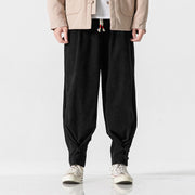 Buddha Stones Fall Winter Men's Pure Color Button Design Cotton Straight Leg Pants With Pockets - Black - US/UK/AU46，EU56 (5XL) - image 23