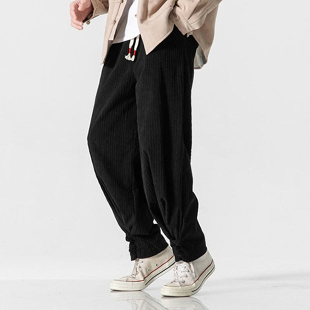 Buddha Stones Fall Winter Men's Pure Color Button Design Cotton Straight Leg Pants With Pockets - image 30