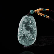 Buddha Stones Year Of The Horse Dragon Handcarved Copper Coins Jade Rope Prosperity Energy Necklace Pendants - Jade(Size: 37.5*24.5*4mm) - image 1