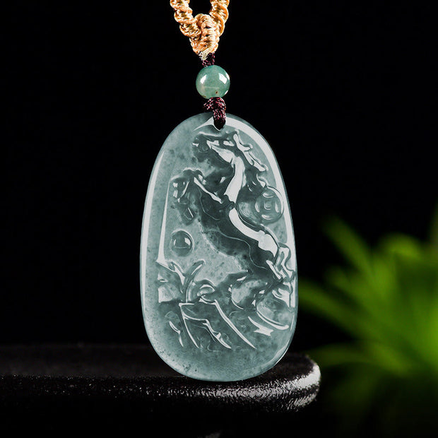 Buddha Stones Year Of The Horse Dragon Handcarved Copper Coins Jade Rope Prosperity Energy Necklace Pendants - image 2