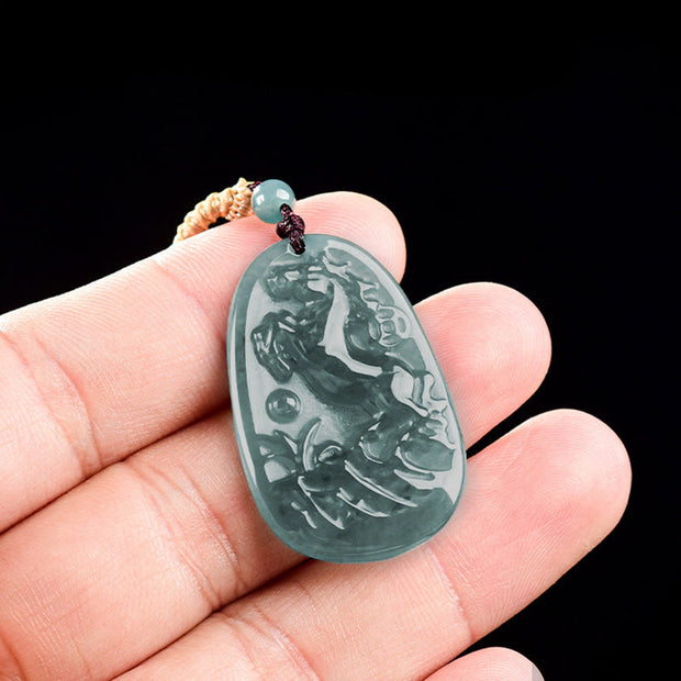 Buddha Stones Year Of The Horse Dragon Handcarved Copper Coins Jade Rope Prosperity Energy Necklace Pendants - image 8