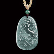 Buddha Stones Year Of The Horse Dragon Handcarved Copper Coins Jade Rope Prosperity Energy Necklace Pendants - image 0