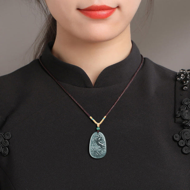 Buddha Stones Year Of The Horse Dragon Handcarved Copper Coins Jade Rope Prosperity Energy Necklace Pendants - image 7