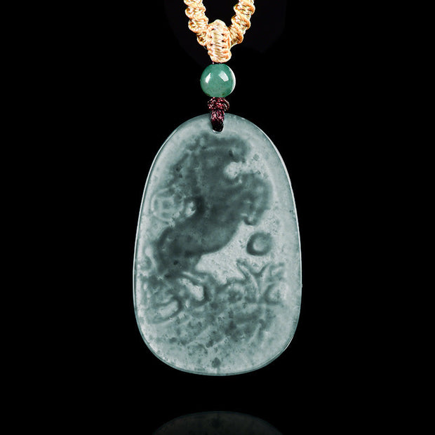 Buddha Stones Year Of The Horse Dragon Handcarved Copper Coins Jade Rope Prosperity Energy Necklace Pendants - image 3