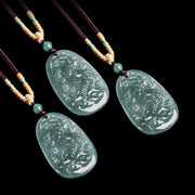 Buddha Stones Year Of The Horse Dragon Handcarved Copper Coins Jade Rope Prosperity Energy Necklace Pendants - image 9