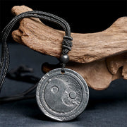 Buddha Stones Natural Authentic Shungite Stone Carved Yin Yang Protection Necklace Pendant - image 1