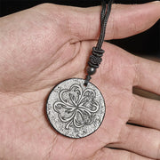 Buddha Stones Four Leaf Clover Authentic Shungite Stone Graphite Stone Protection Necklace Pendant - image 4