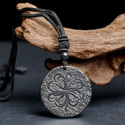 Buddha Stones Four Leaf Clover Authentic Shungite Stone Graphite Stone Protection Necklace Pendant - image 2