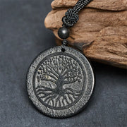 Buddha Stones The Tree of Life Carving Pattern Authentic Shungite Stone Protection Necklace Pendant - image 1