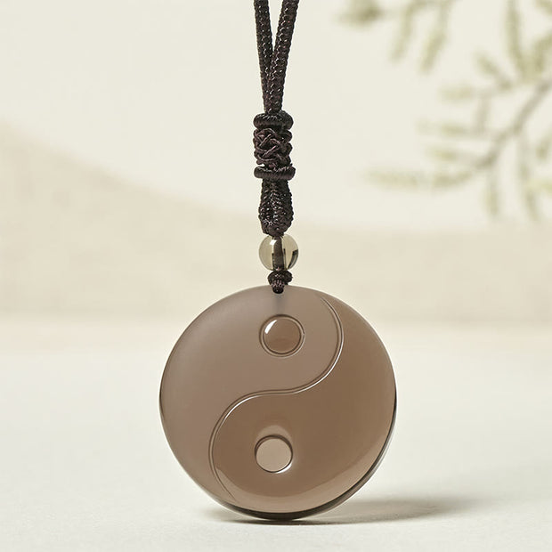Buddha Stones Yin Yang Symbol Ice Obsidian Positive Necklace Pendant - Ice Obsidian(Diameter: 36mm) - image 0