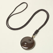 Buddha Stones Yin Yang Symbol Ice Obsidian Positive Necklace Pendant - image 5
