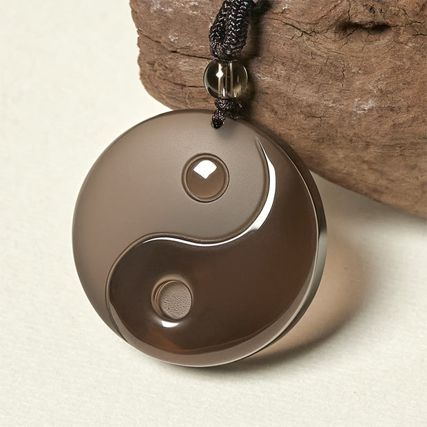 Buddha Stones Yin Yang Symbol Ice Obsidian Positive Necklace Pendant - image 4