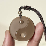 Buddha Stones Yin Yang Symbol Ice Obsidian Positive Necklace Pendant - image 3