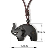 Buddha Stones Elephant Symbol Carved Design Black Obsidian Strength Necklace Pendant - image 9