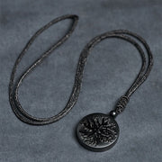 Buddha Stones Natural The Tree of Life Pattern Black Obsidian Transformation Necklace Pendant - image 5