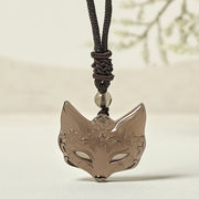 Buddha Stones Relief Fox Design Silver Sheen Obsidian Ice Obsidian Protection Necklace Pendant - image 10