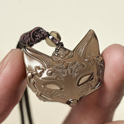 Buddha Stones Relief Fox Design Silver Sheen Obsidian Ice Obsidian Protection Necklace Pendant - image 12