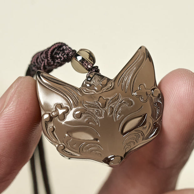 Buddha Stones Relief Fox Design Silver Sheen Obsidian Ice Obsidian Protection Necklace Pendant - image 12