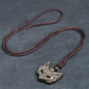 Buddha Stones Relief Fox Design Silver Sheen Obsidian Ice Obsidian Protection Necklace Pendant - image 7