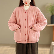 Buddha Stones Frog-button Striped Design Long Sleeve Thickened Cotton Women's Jacket With Pockets - image 1