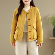 Buddha Stones Frog-button Striped Design Long Sleeve Thickened Cotton Women's Jacket With Pockets - image 10