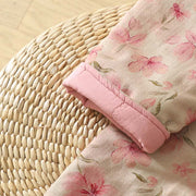 Buddha Stones Frog-button Flower Pattern Crew Neck Thickened Cotton Long Sleeve Women's Coat  - image 5