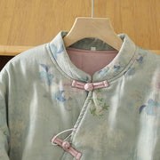 Buddha Stones Frog-button Flower Pattern Crew Neck Thickened Cotton Long Sleeve Women's Coat  - image 13