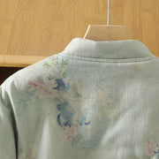 Buddha Stones Frog-button Flower Pattern Crew Neck Thickened Cotton Long Sleeve Women's Coat  - image 14