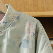 Buddha Stones Frog-button Flower Pattern Crew Neck Thickened Cotton Long Sleeve Women's Coat  - image 15