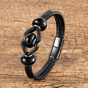 Buddha Stones Amethyst Crystal Stone Double Leather Relieves Stress Round Bracelet - Black Onyx - 19-21cm - image 7