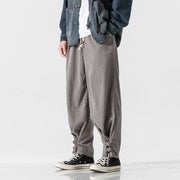 Buddha Stones Fall Winter Men's Pure Color Button Design Cotton Straight Leg Pants With Pockets - image 8